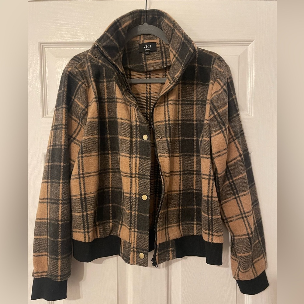 Vici brand brown and black bomber jacket.